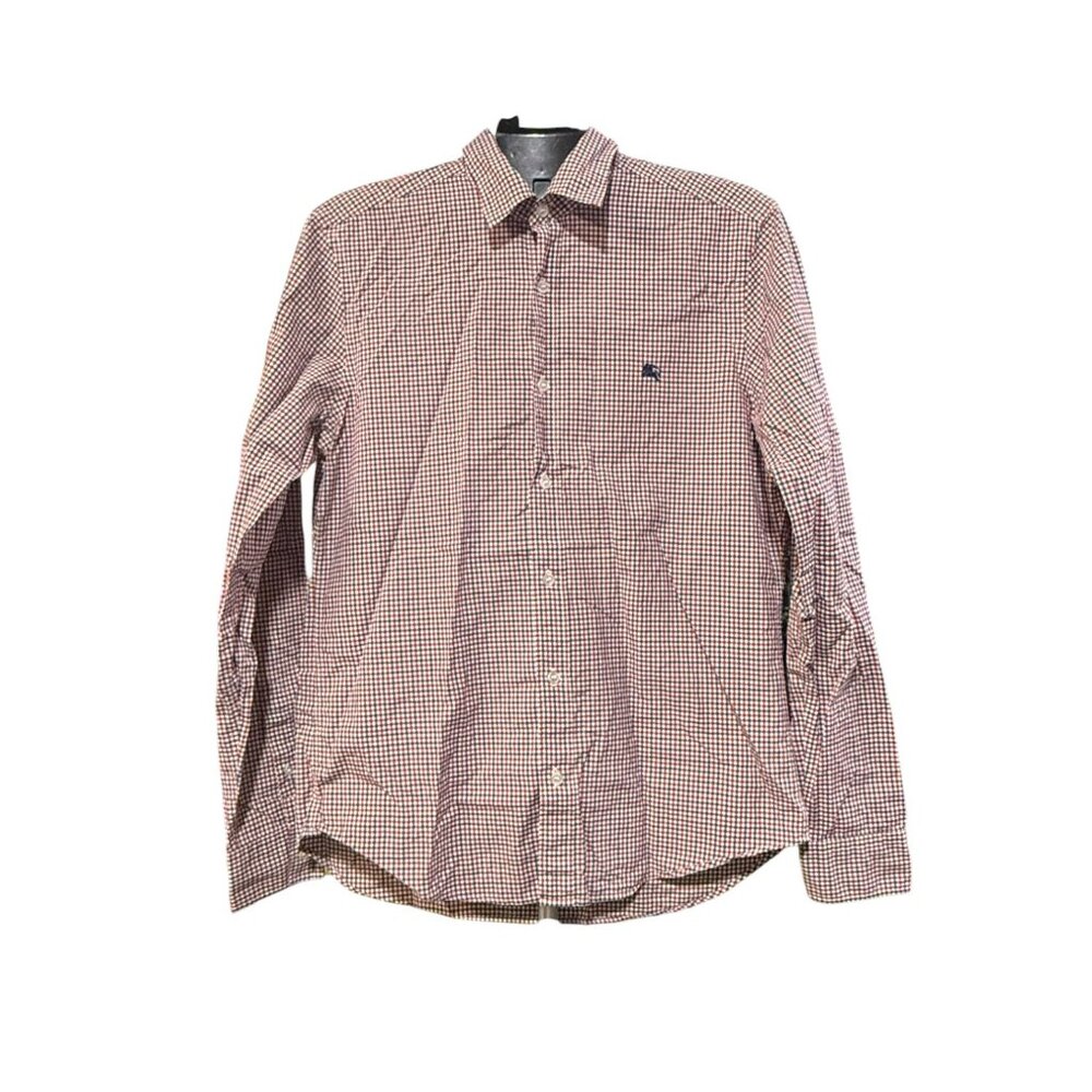Men's Burberry Brit Red Check Pattern Cotton Button Front Shirt - Medium w/COA